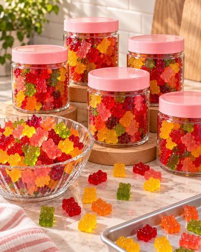 Frascos de gomitas listos para vender